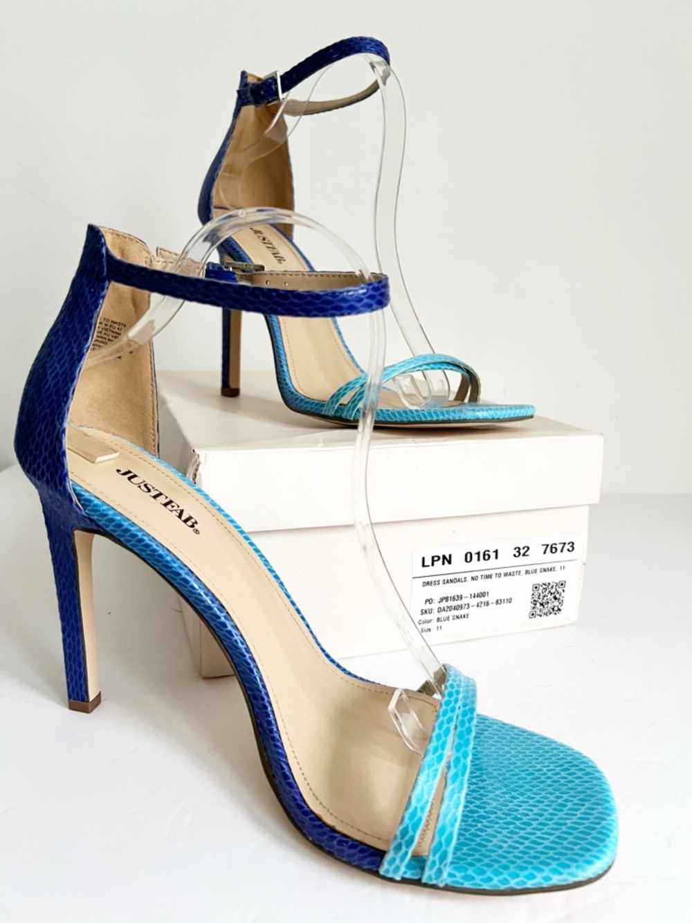 SZ 11 JustFab Blue Ombre Strappy Stiletto Sandals New